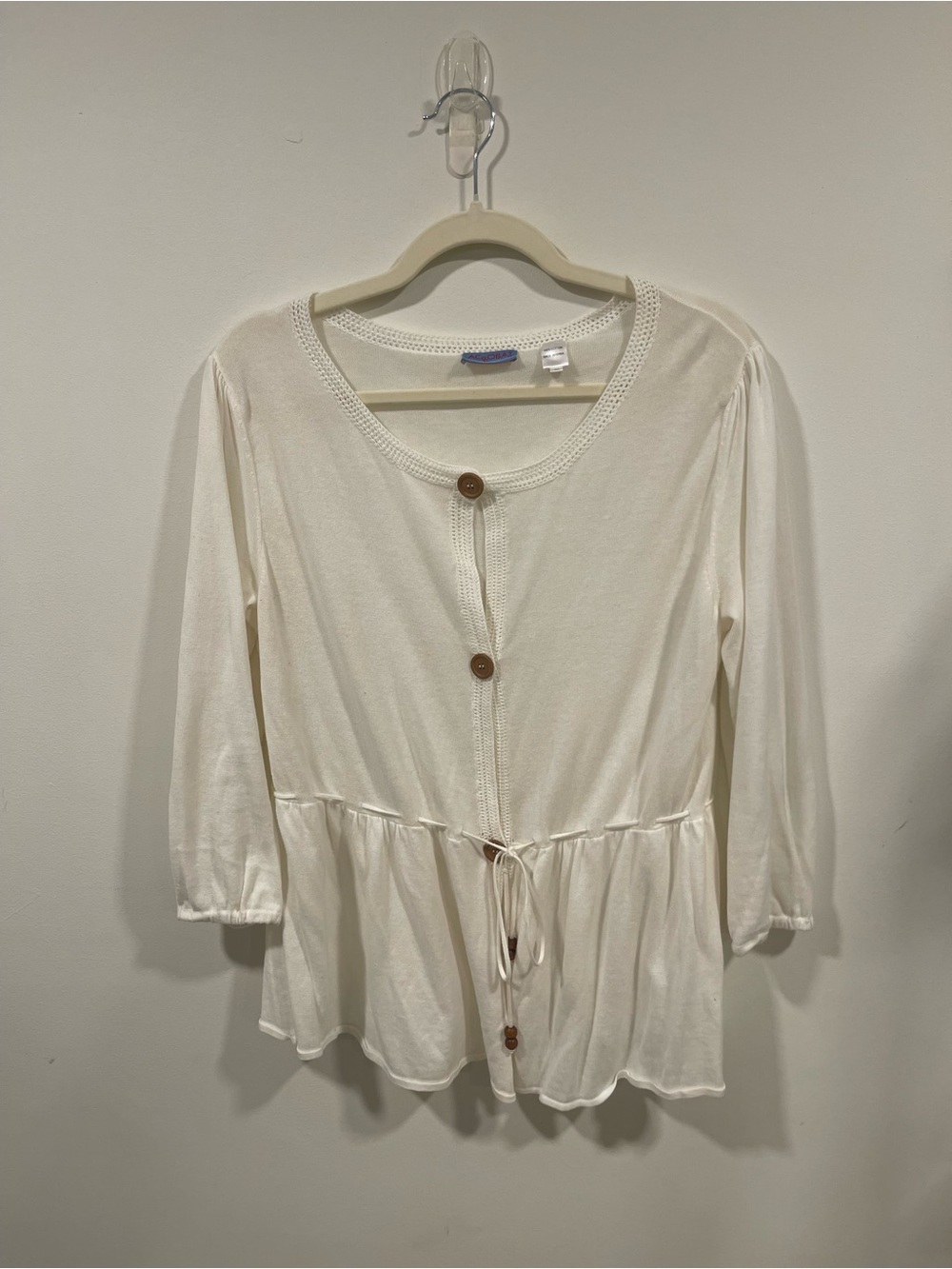 Acrobat Cream Button-Front Peplum Tunic